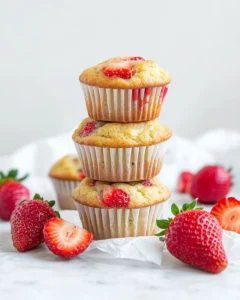 Healthy Strawberry Banana Yogurt Muffins Recipe