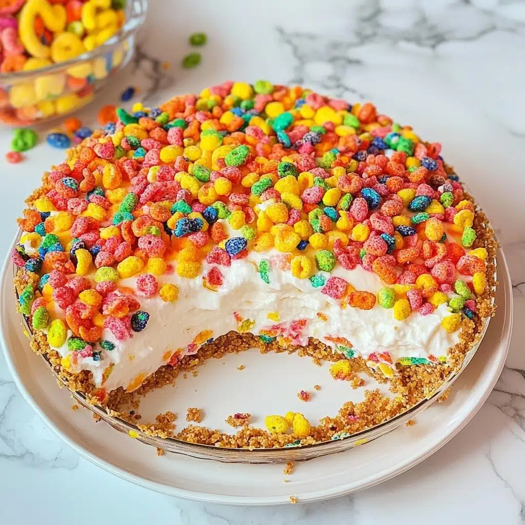 No-Bake Fruity Pebbles Cheesecake Recipe - Recipe Image