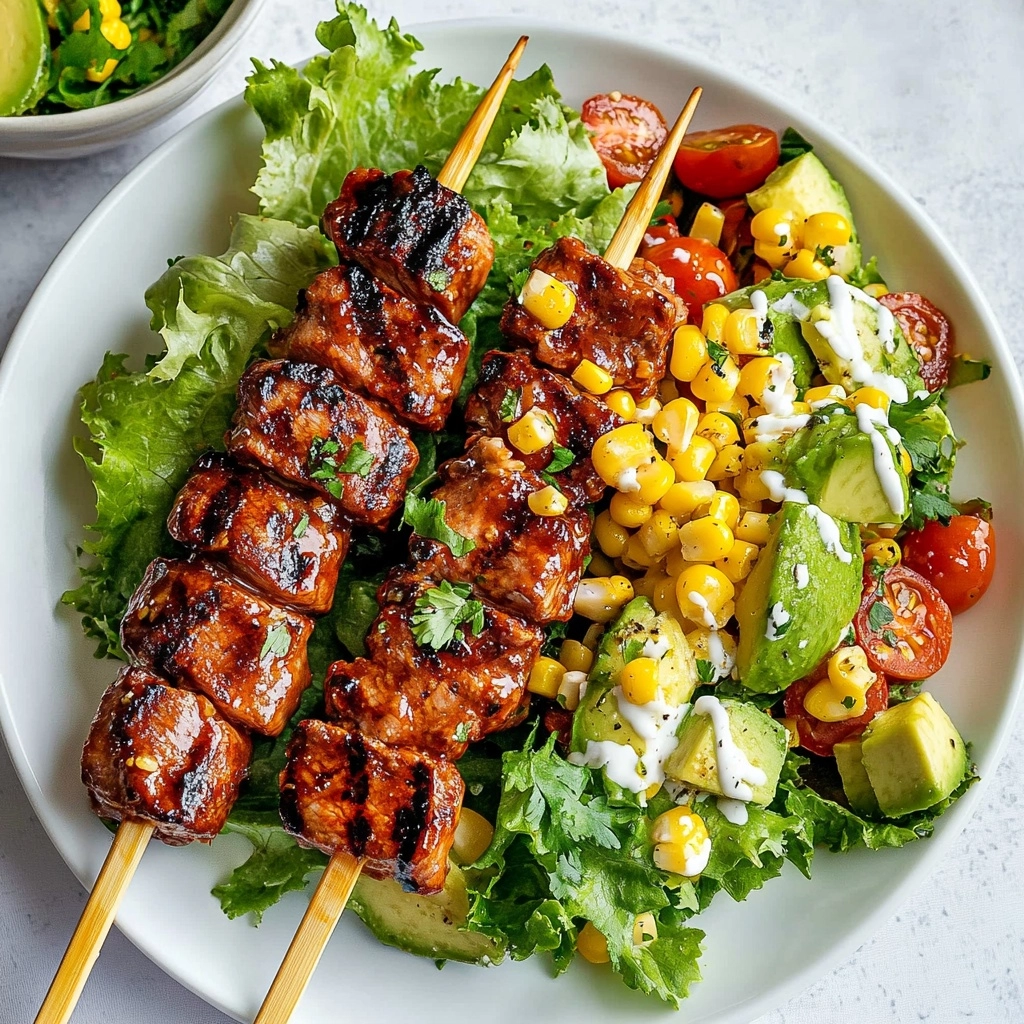 BBQ Chicken Skewer Salad Recipe - Recipe Image