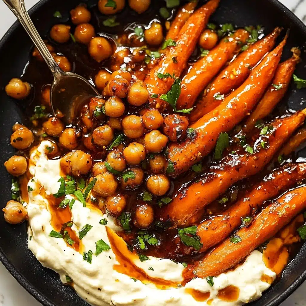 Spicy Maple Roast Carrots with Crispy Chickpeas and Yogurt Sauce Recipe - Recipe Image