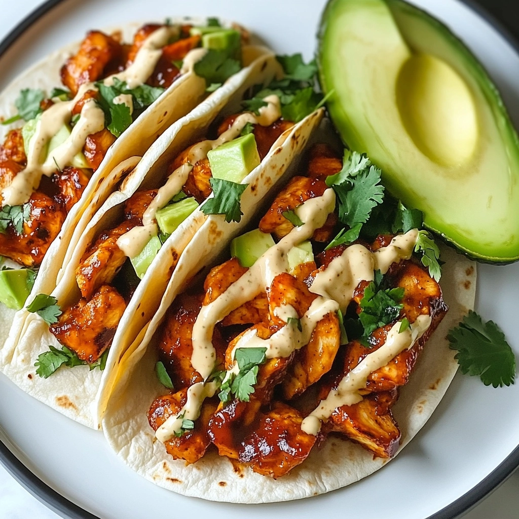 Garlic Butter Honey BBQ Chicken Tacos Recipe - Recipe Image