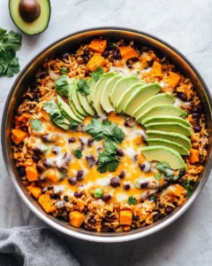 Southwest Sweet Potato, Black Bean and Rice Skillet Recipe