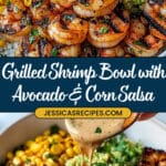 Grilled Shrimp Bowl with Avocado, Corn Salsa & Creamy Sauce Recipe