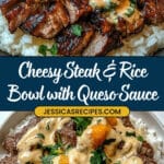 Cheesy Queso Steak Rice Bowl Recipe