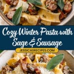 Winter Pasta with Mushrooms, Sausage Meatballs, Walnuts & Crispy Sage Recipe