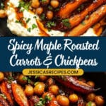 Spicy Maple Roast Carrots with Crispy Chickpeas and Yogurt Sauce Recipe