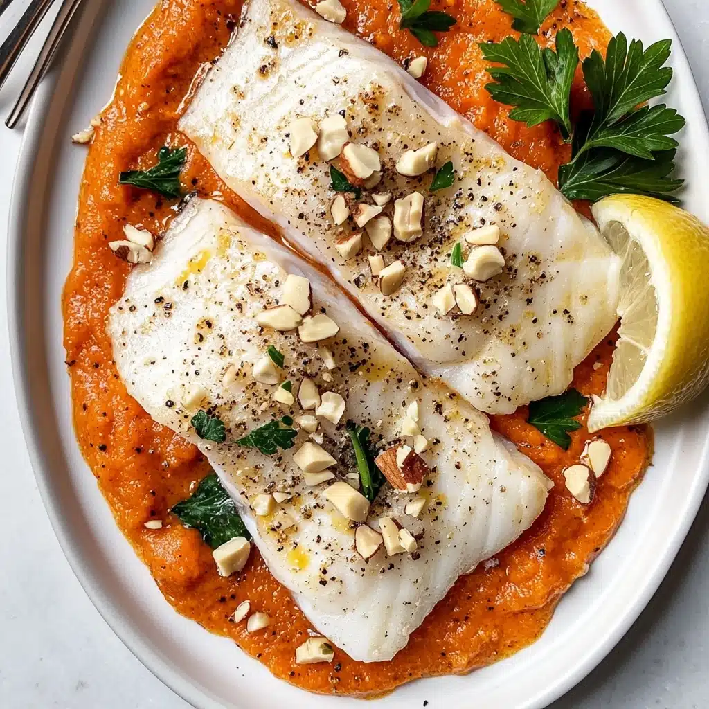 Easy Pan Seared Cod with Romesco Sauce Recipe - Recipe Image