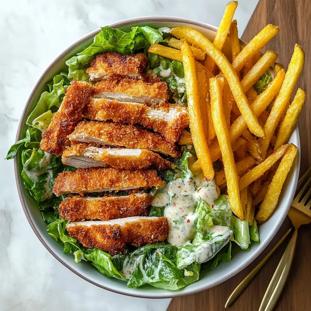 Healthy Chicken Caesar Salad with Fries Recipe - Recipe Image