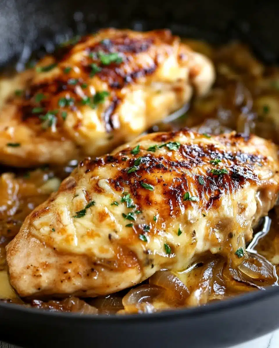 Easy One Pan French Onion Stuffed Chicken Recipe