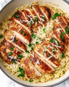 Creamy Parmesan Orzo with Chicken and Asparagus Recipe