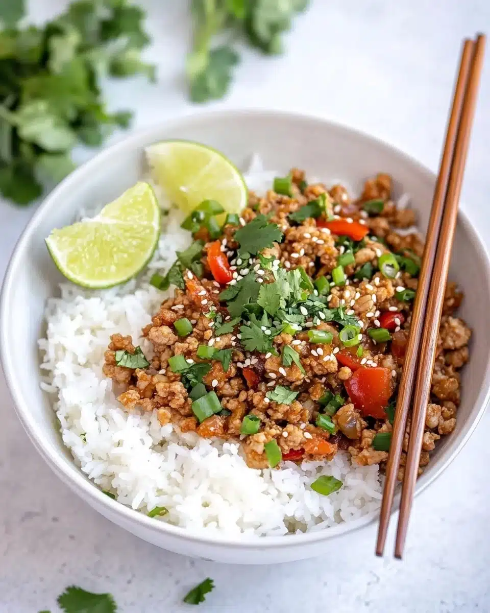 Asian Ground Turkey Rice Bowls Recipe