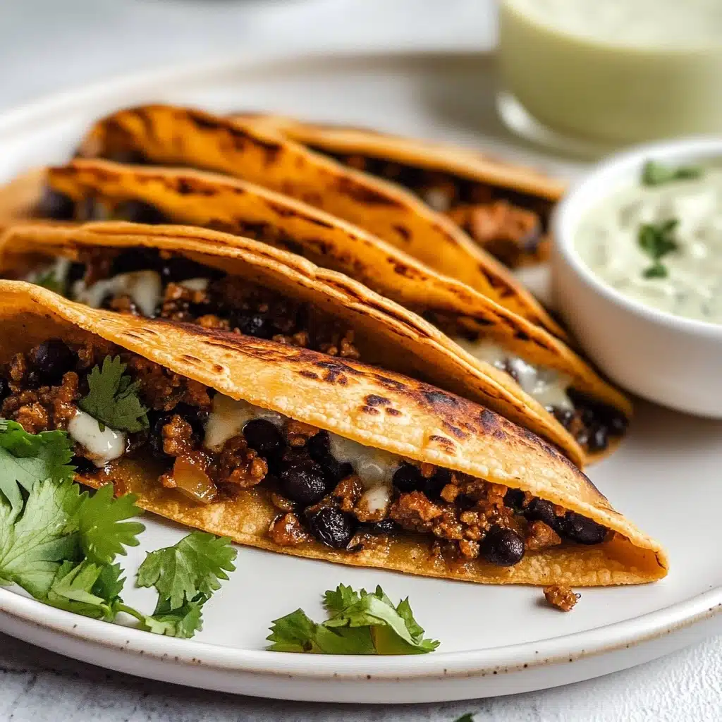 Crispy Baked Ground Turkey Tacos with Avocado Sauce Recipe - Recipe Image