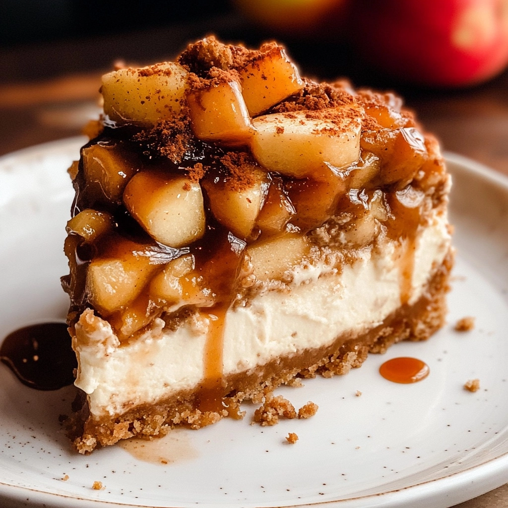 Salted Caramel Apple Pie Cheesecake Recipe - Recipe Image