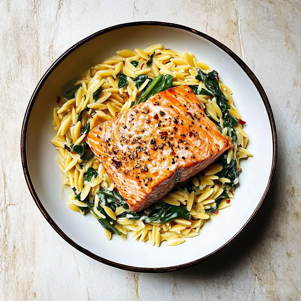 One Skillet Salmon with Lemon Orzo Recipe - Recipe Image