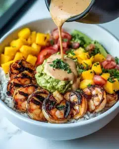 Shrimp and Avocado Bowls with Mango Salsa & Lime-Chili Sauce Recipe