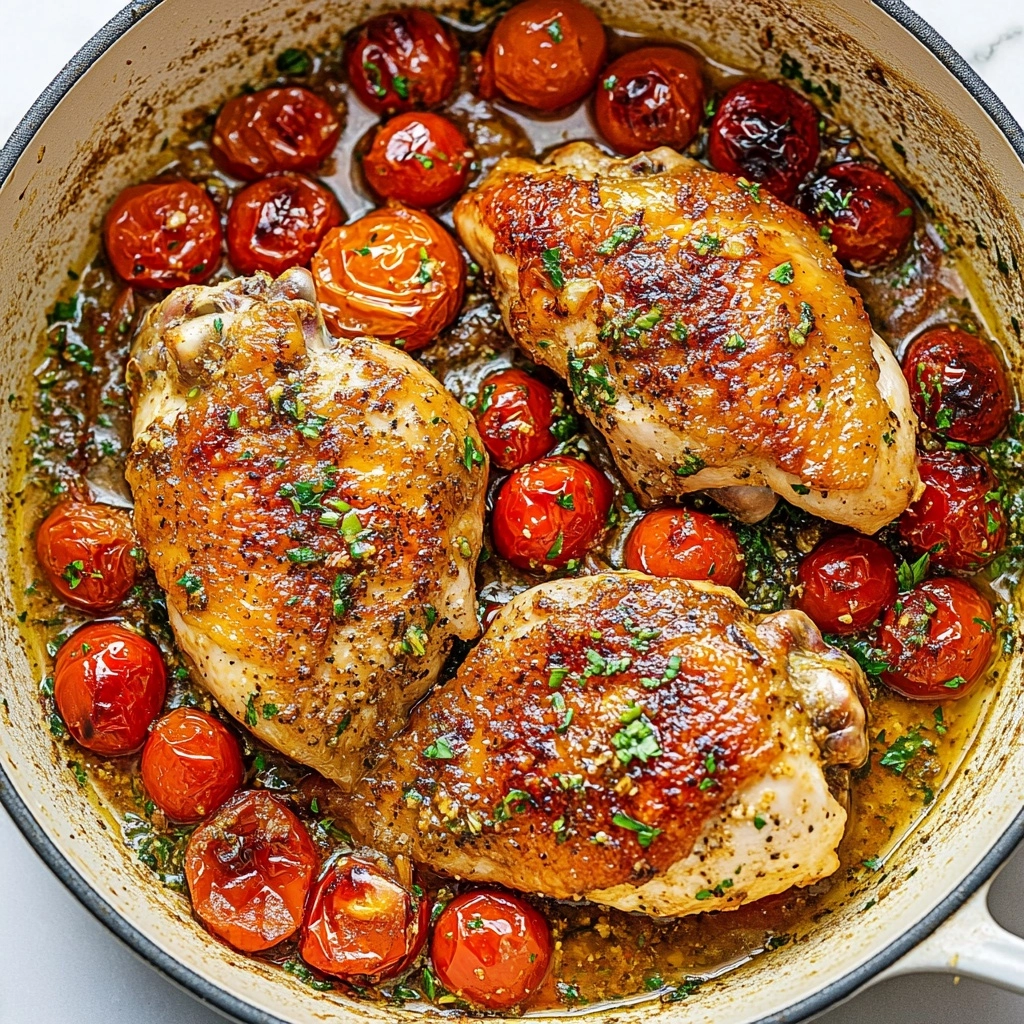 Creamy Pesto Chicken with Roasted Tomatoes Recipe - Recipe Image