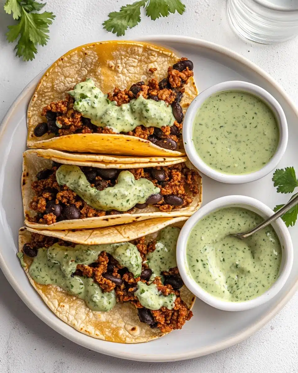 Crispy Baked Ground Turkey Tacos with Avocado Sauce Recipe
