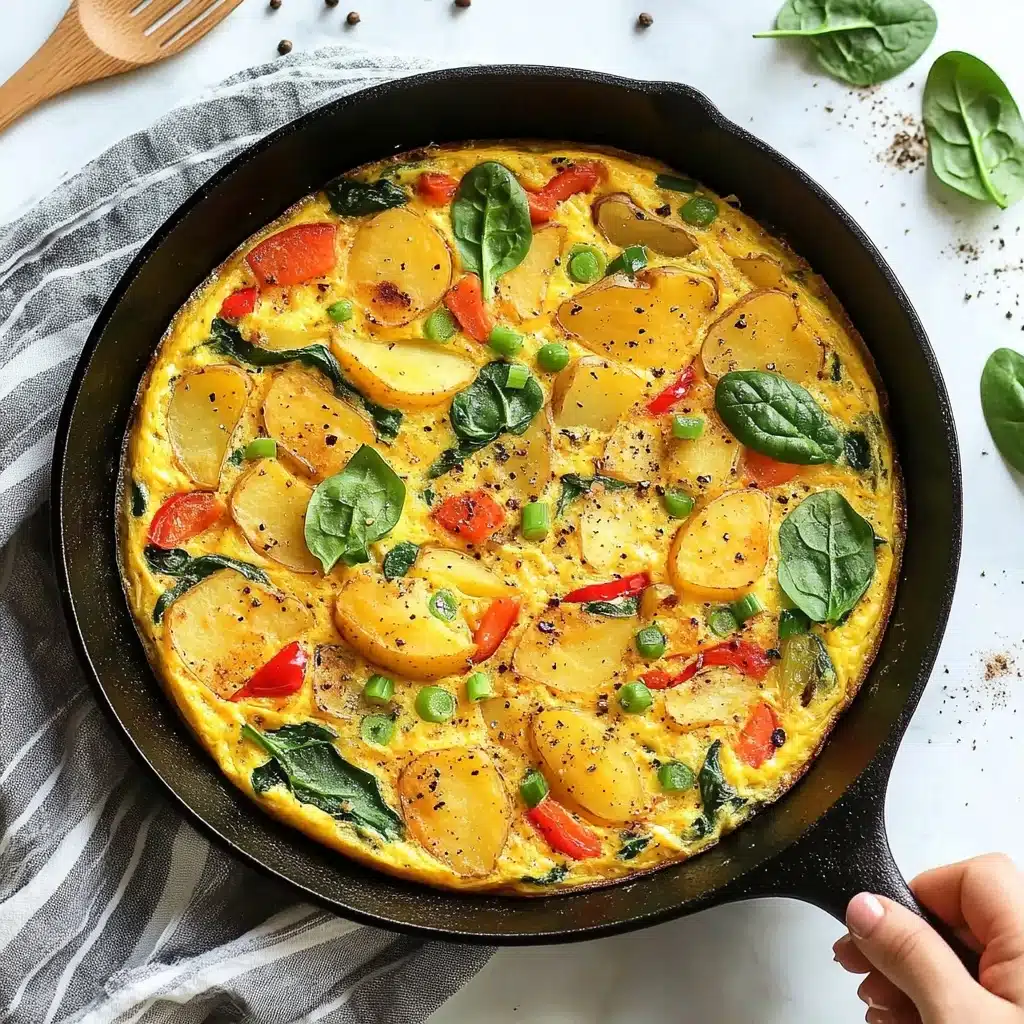 Frittata with Potatoes, Red Peppers, and Spinach Recipe - Recipe Image