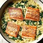 One Skillet Salmon with Lemon Orzo Recipe