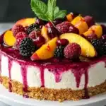 No-Bake Summer Berry And Peach Cheesecake Recipe