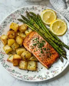 Salmon, Potato, + Asparagus Sheet Pan Meal Recipe