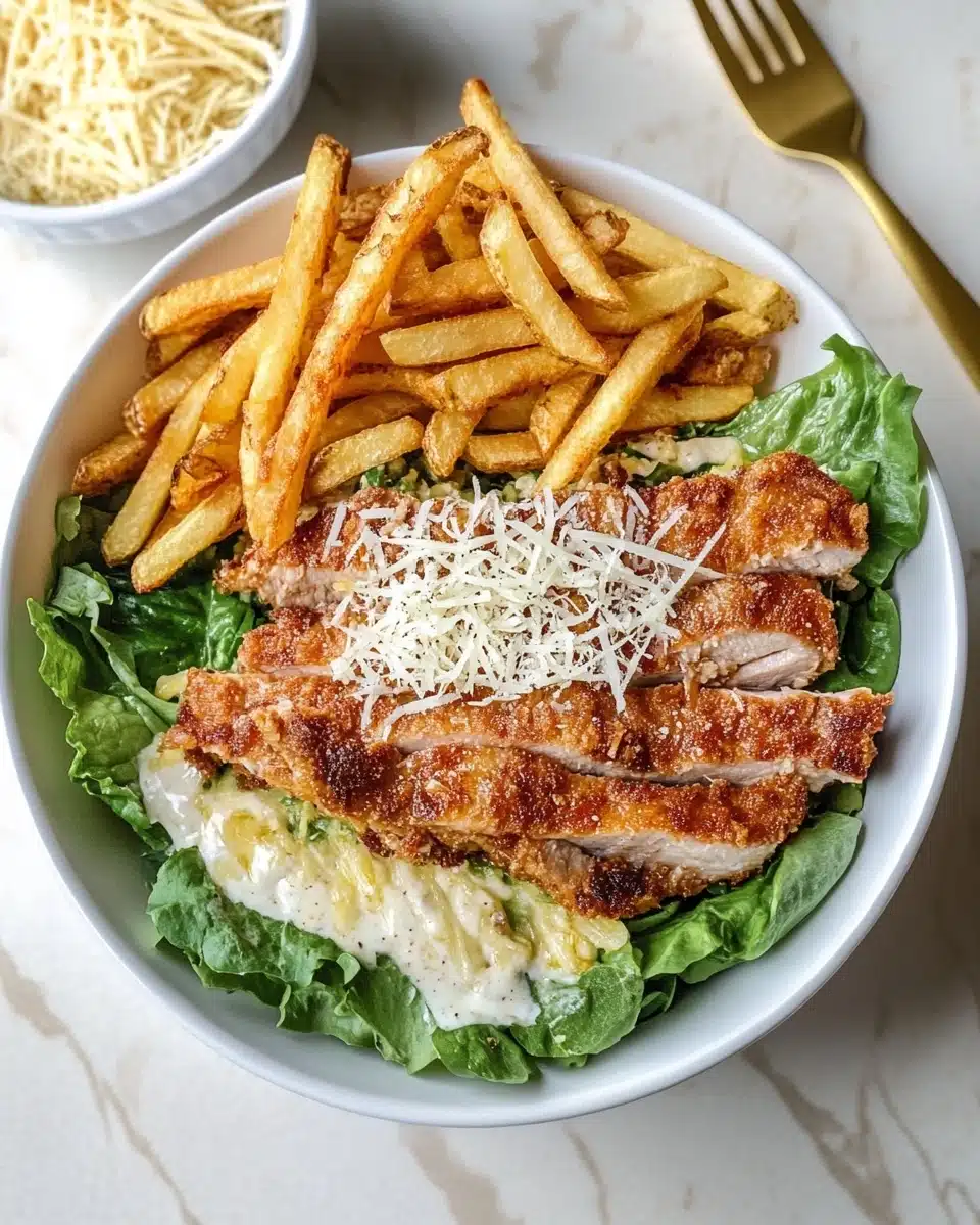 Healthy Chicken Caesar Salad with Fries Recipe