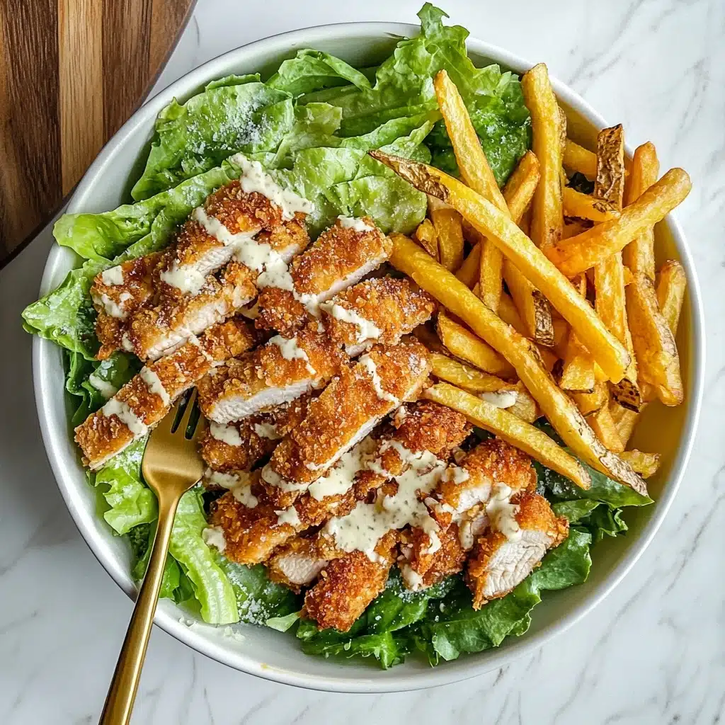 Healthy Chicken Caesar Salad with Fries Recipe - Recipe Image