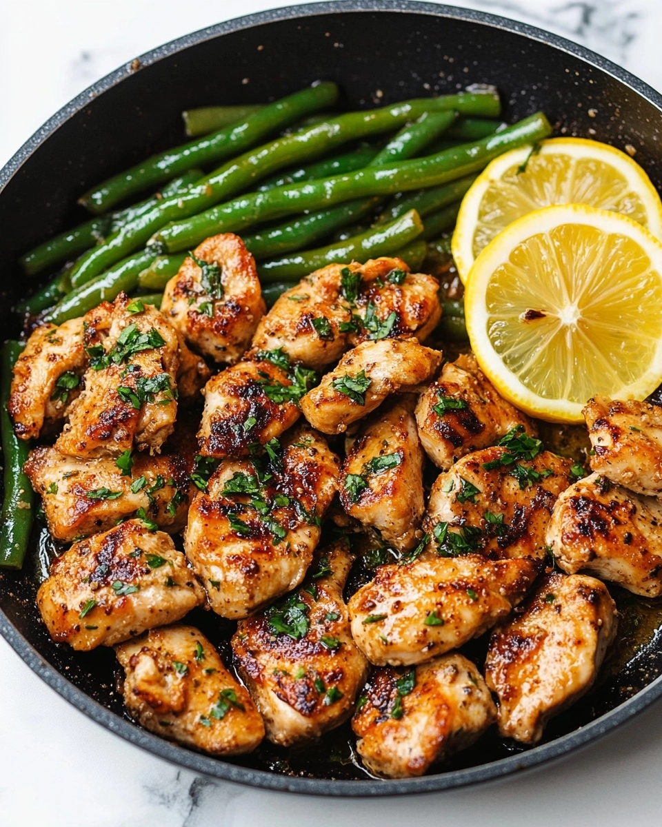 Lemon Garlic Butter Chicken and Green Beans Skillet Recipe