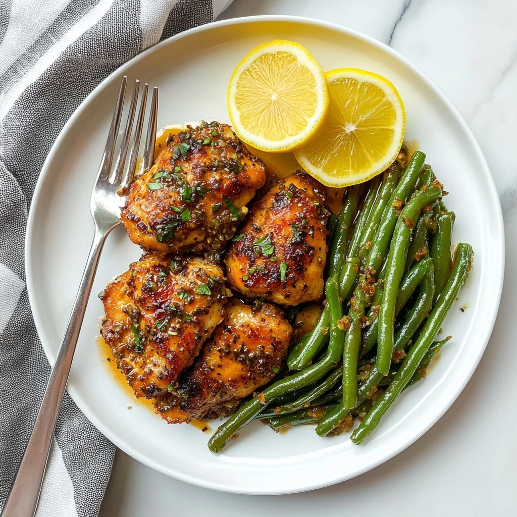 Lemon Garlic Butter Chicken and Green Beans Skillet Recipe - Recipe Image