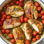Creamy Pesto Chicken with Roasted Tomatoes Recipe