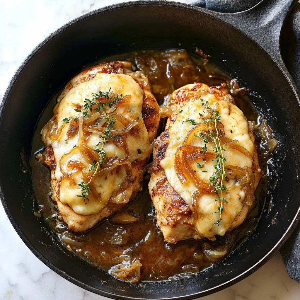 Easy One Pan French Onion Stuffed Chicken Recipe - Recipe Image