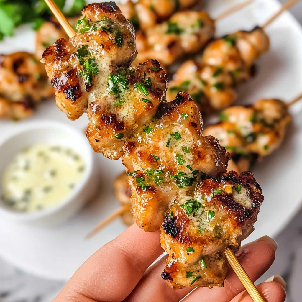 Air Fryer Garlic Parmesan Chicken Skewers Recipe - Recipe Image