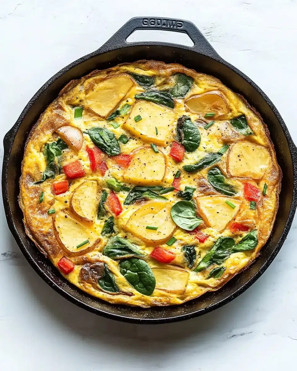 Frittata with Potatoes, Red Peppers, and Spinach Recipe