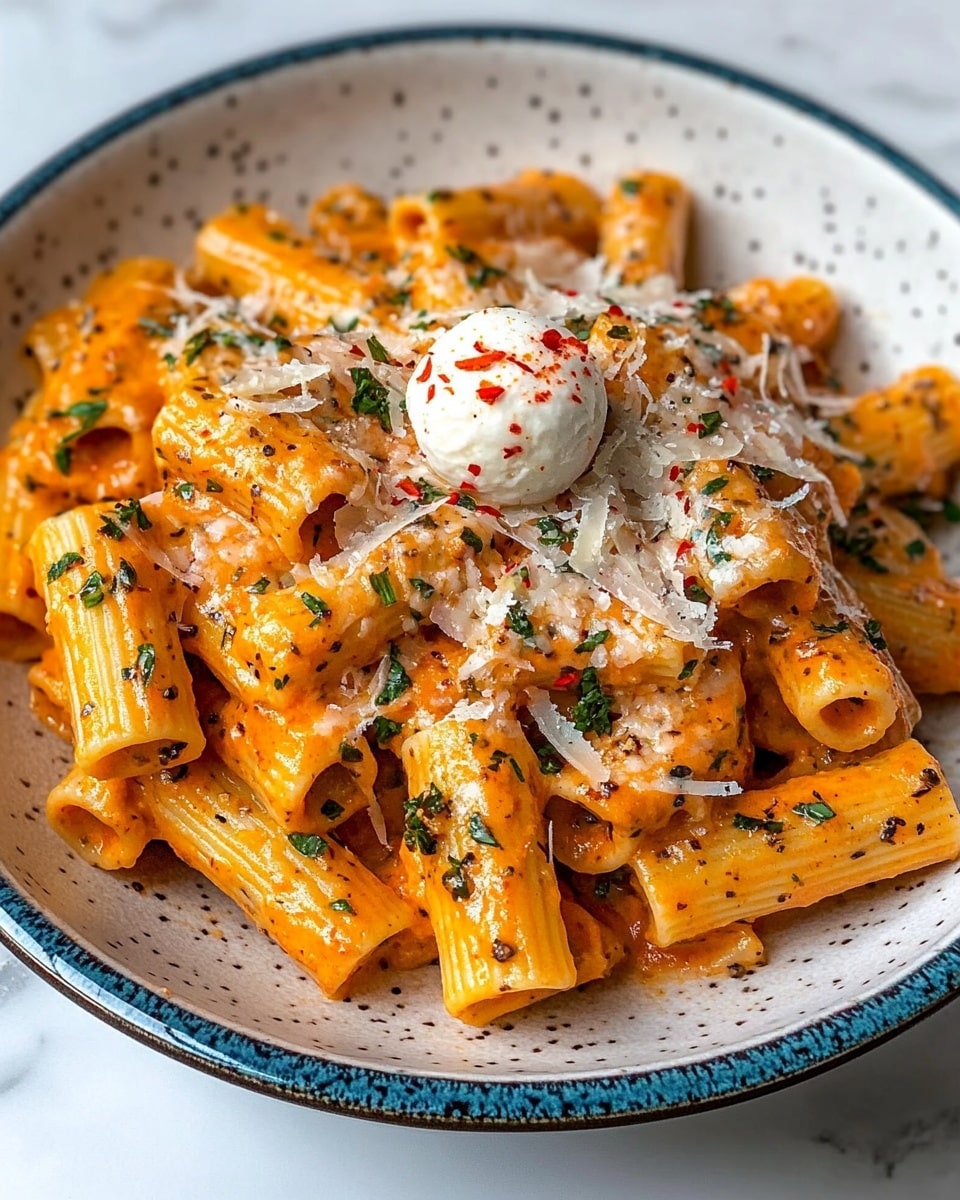 Creamy Tomato Garlic Rigatoni Pasta Recipe