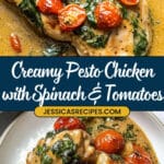 Creamy Pesto Chicken with Roasted Tomatoes & Spinach Recipe