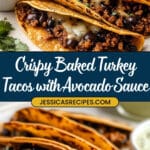 Crispy Baked Ground Turkey Tacos with Avocado Sauce Recipe