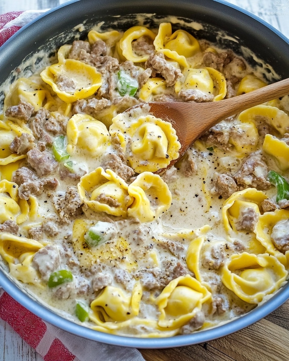 Philly Cheesesteak Tortellini Recipe - Recipe Image