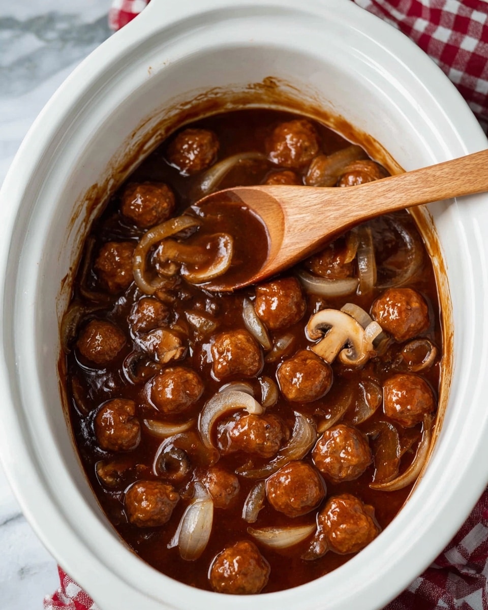 Slow Cooker Salisbury Steak Meatballs in Mushroom Gravy Recipe - Recipe Image