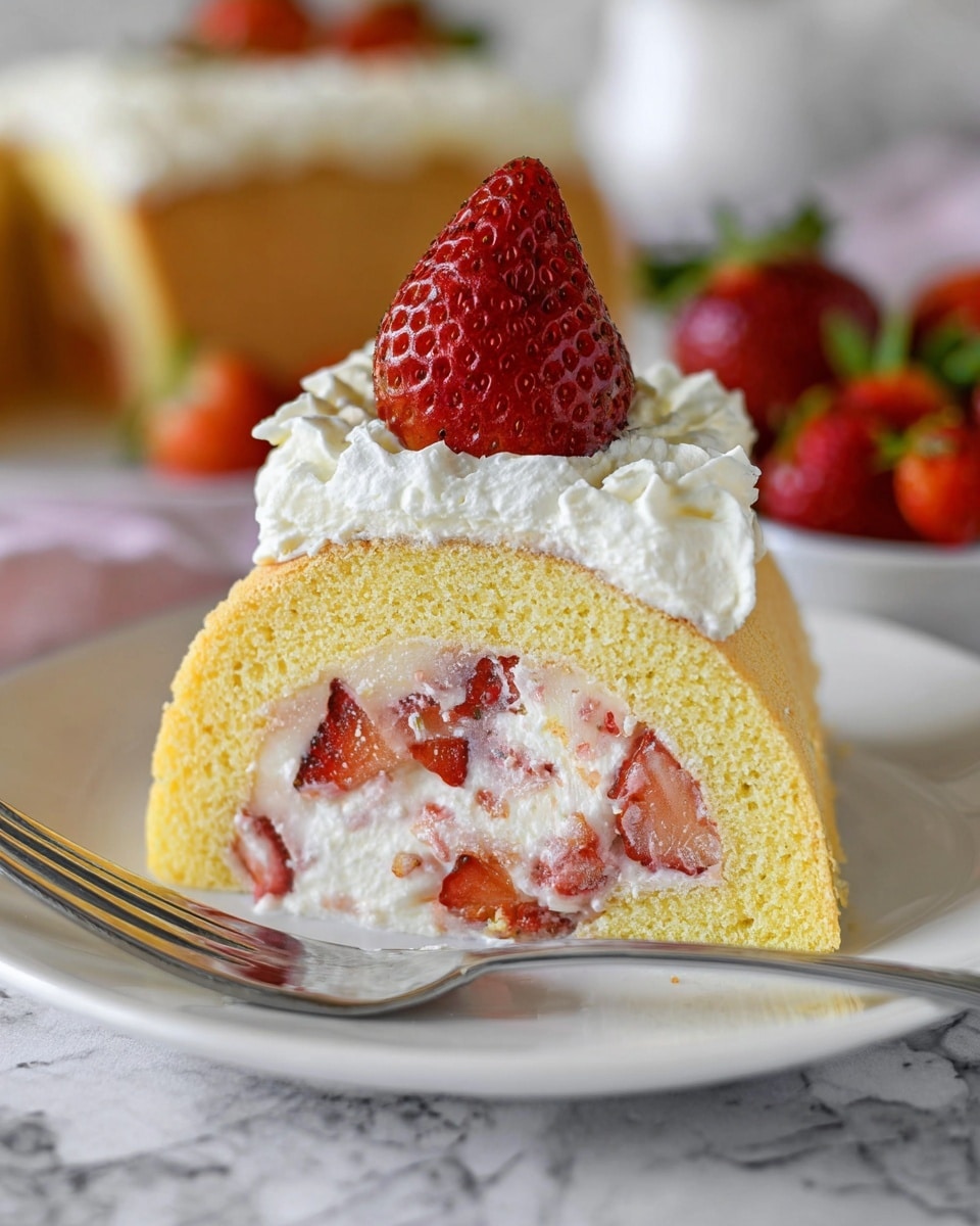 Strawberry and Mascarpone Cream Roll Cake Recipe