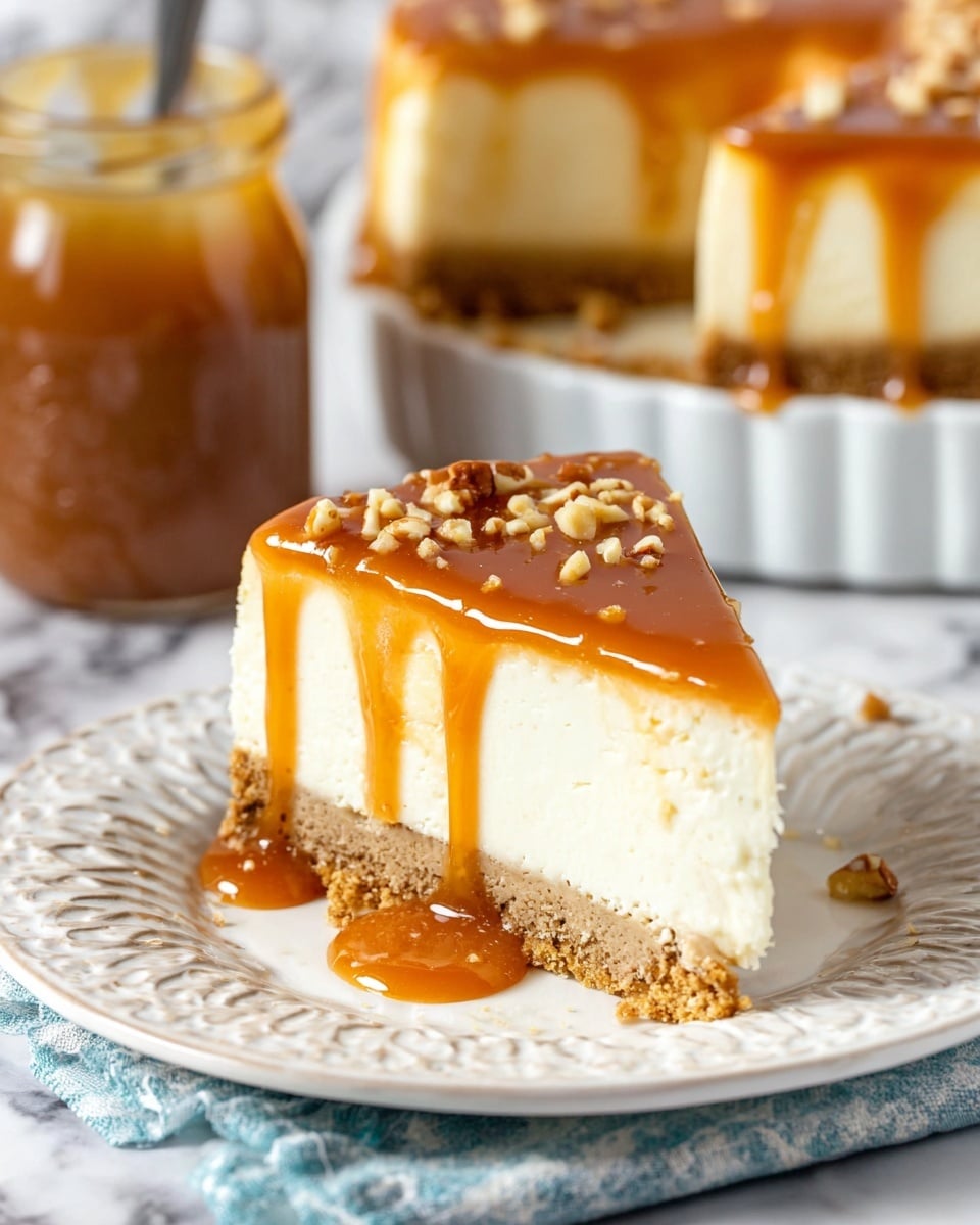 Salted Caramel Cheesecake with Toffee Bits Recipe - Recipe Image