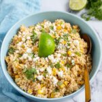 Mexican Corn Rice Bowl with Elote Cream and Cotija Recipe