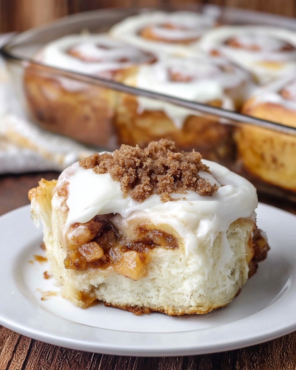 Apple Crumble Cinnamon Rolls with Cream Cheese Frosting Recipe - Recipe Image