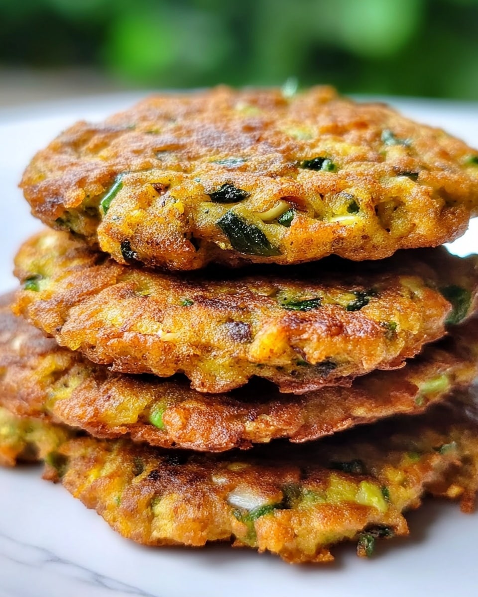 The image shows a stack of seven round, thick cookies on a white plate. Each cookie has a golden-brown color with visible small green bits and darker brown spots, giving them a textured and chunky look. The cookies appear soft but slightly crispy on the edges and are piled closely together. The background has a white marbled surface with some green blurry shapes in the distance, adding a fresh touch. photo taken with an iphone --ar 4:5 --v 6.1