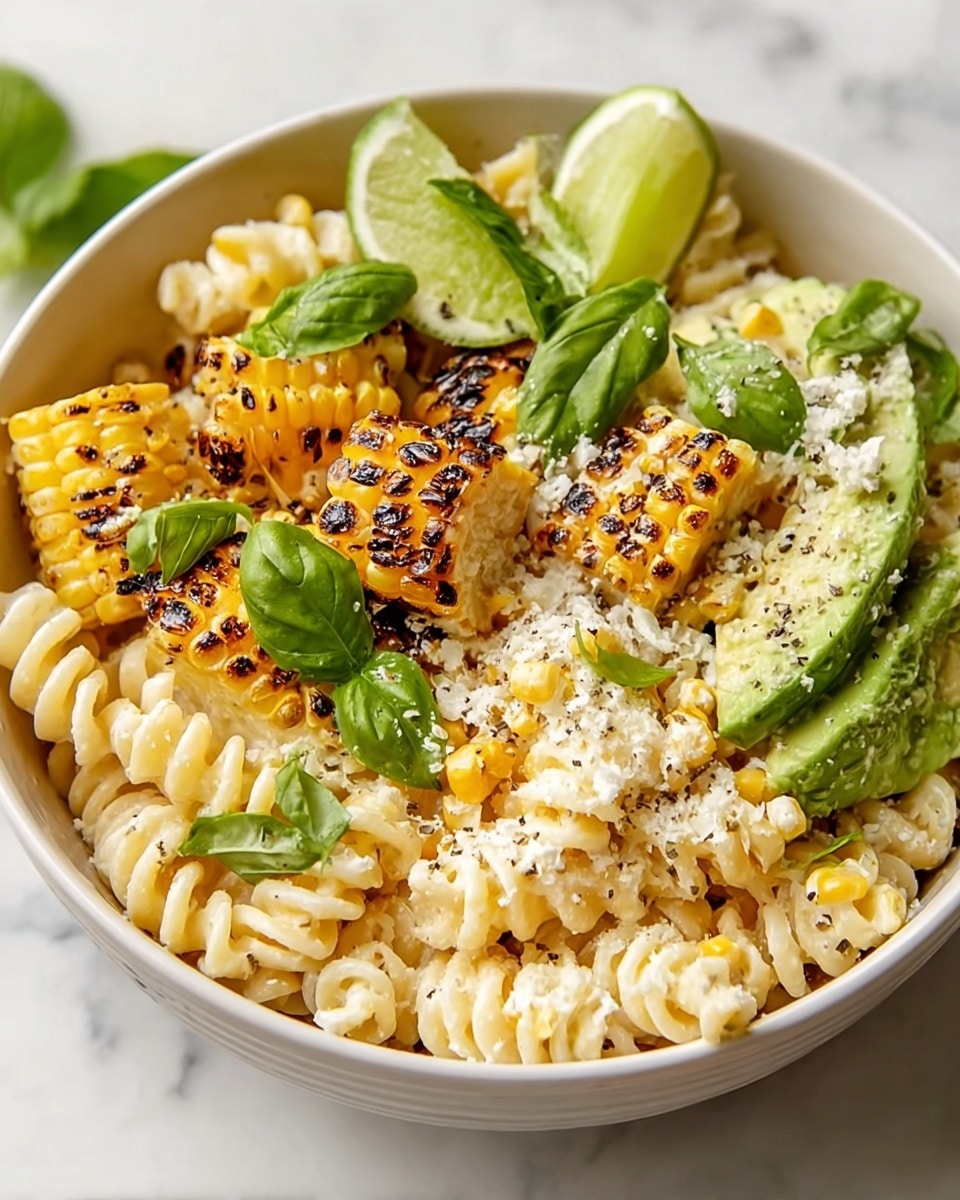 Creamy Street Corn Pasta Salad with Chili Butter and Lime Mayo Recipe