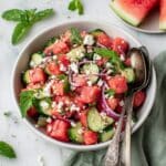 Watermelon Salad with Cucumber, Feta, and Mint Recipe