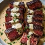 Juicy Steak with Creamy Garlic Sauce Recipe