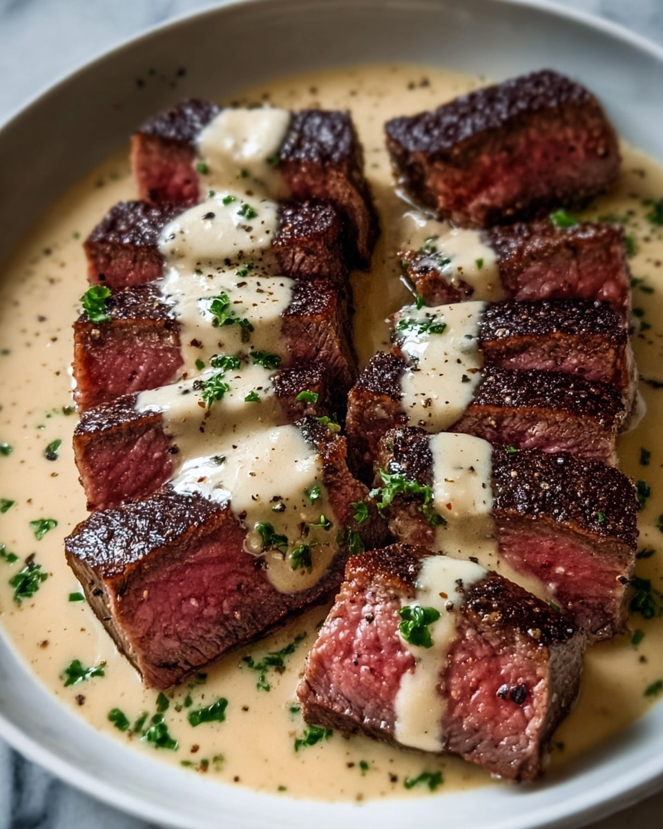 Juicy Steak with Creamy Garlic Sauce Recipe