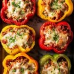 Stuffed Bell Peppers with Ground Beef, Rice, and Monterey Jack Recipe
