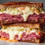 Pastrami Sandwich with Broccoli Slaw and Swiss Cheese Recipe