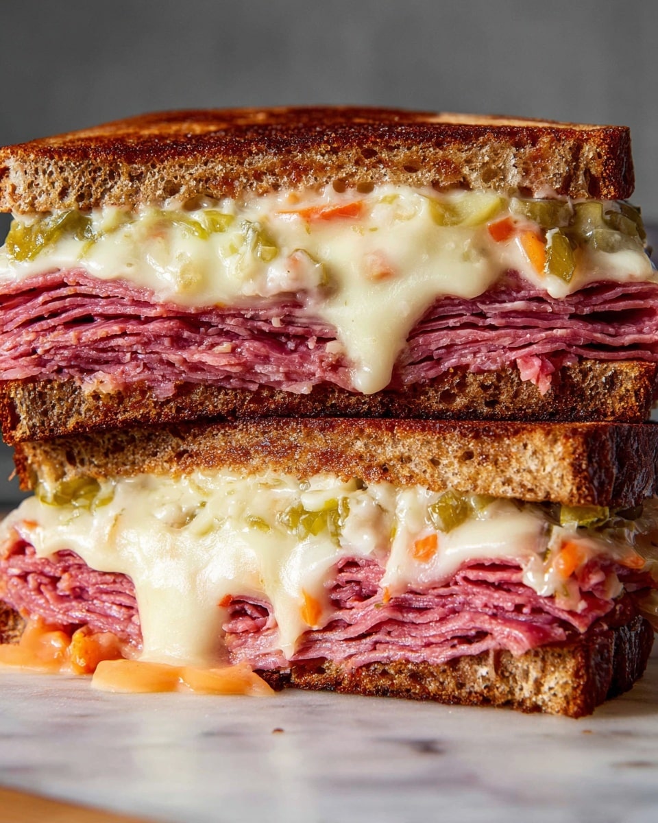 Pastrami Sandwich with Broccoli Slaw and Swiss Cheese Recipe